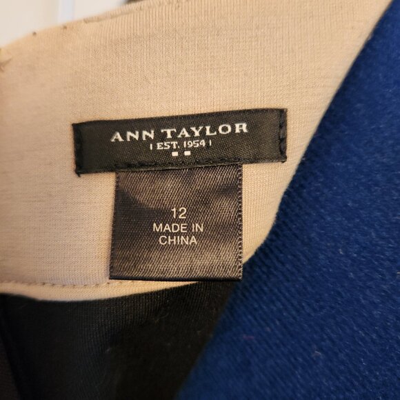 Ann Taylor Knit Sheath Dress black & tan - sz 12 - Picture 3 of 3